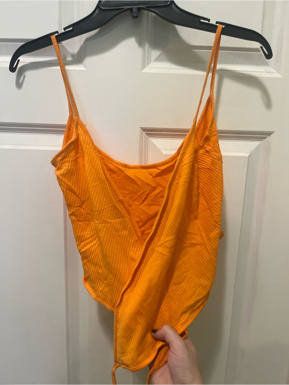 SHEIN Bright Orange Ribbed Cropped Cami